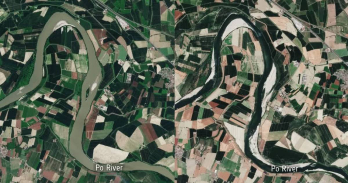 Le immagini satellitari mostrano la gravità della siccità in Italia: disastro del fiume Po secco per l’agricoltura |  All’estero