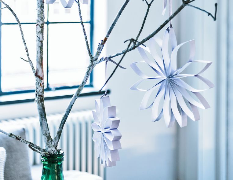 Papieren kerstbloemen Beeld Sjoerd Eikmans