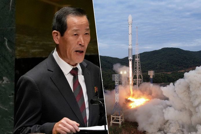 De Noord-Koreaanse VN-ambassadeur Kim Song \\ De lancering van een raket in Noord-Korea.