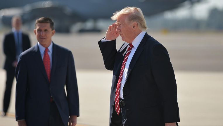 Michael Flynn en president Donald J. Trump, 6 februari. Beeld afp
