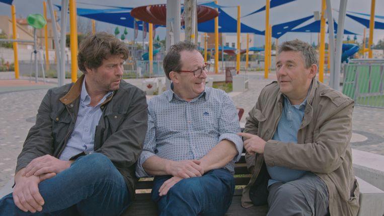 ‘Tussen oorlog en leven’ - Wim Lybaert, Erwin Van der Veken en Rudi Vranckx Beeld © VRT
