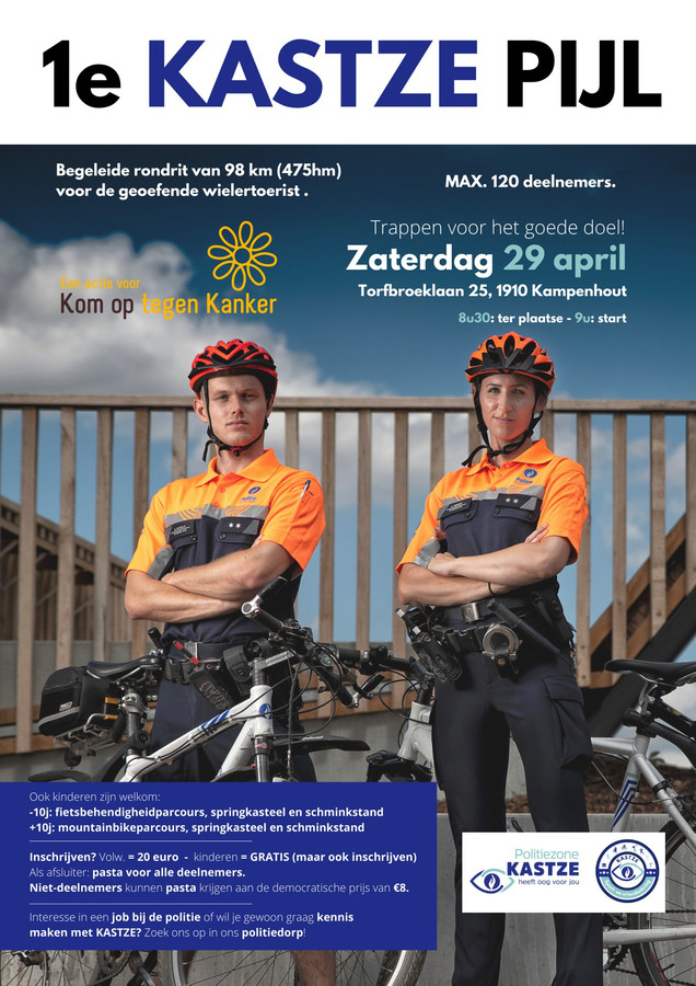 Politiezone Kastze organiseert rondrit op de fiets voor het goede doel