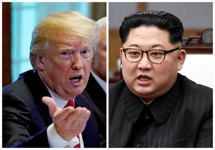 Trump (L) en Kim Jong-Un (R)