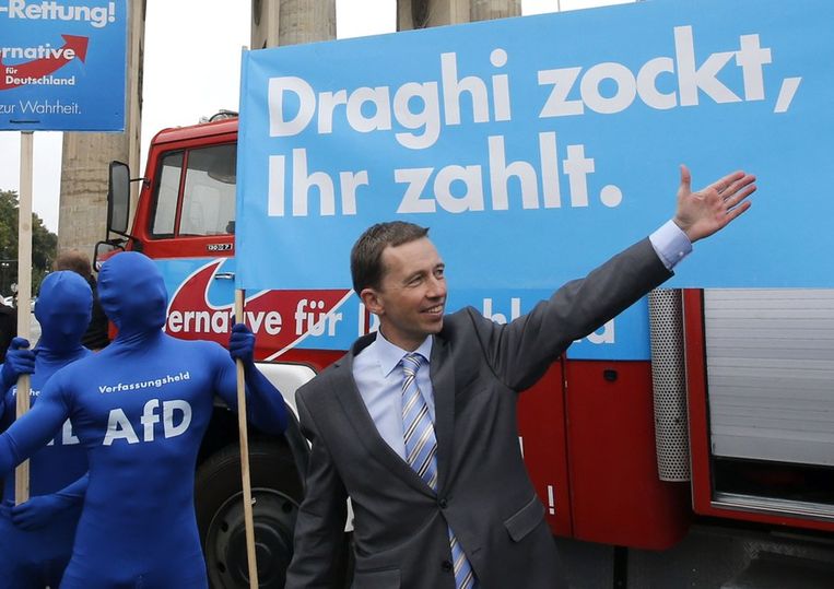 Partijleider Bernd Lucke van de eurokritische partij AfD. Beeld reuters