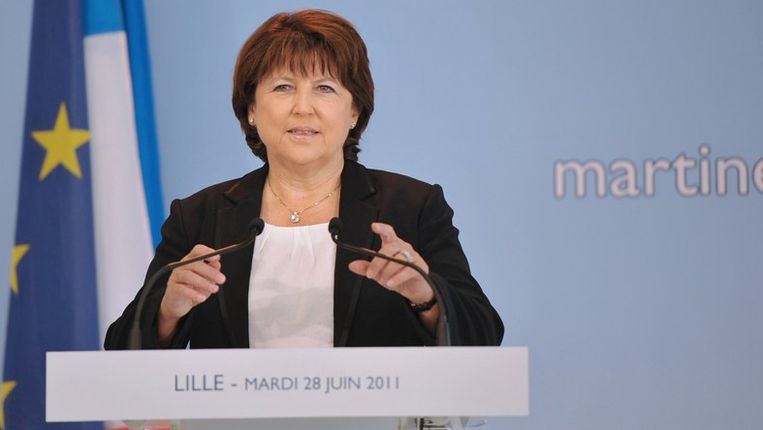 Partijvoorzitster Martine Aubry doet een gooi naar het presidentschap. Beeld afp
