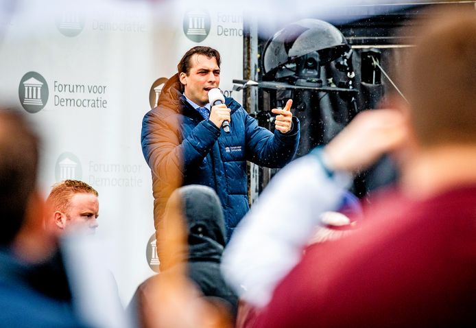 Thierry Baudet in Dordrecht, in de verkiezingscampagne voor de Tweede Kamerverkiezingen in 2021.