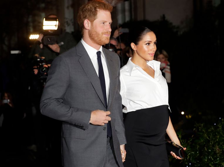 Prins Harry en een zwangere Meghan Markle, begin februari. Beeld AP