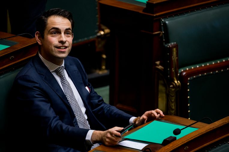 Vlaams Belang-voorzitter Tom Van Grieken. Beeld BELGA