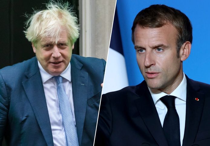 De Britse premier Boris Johnson en de Franse president Emmanuel Macron.