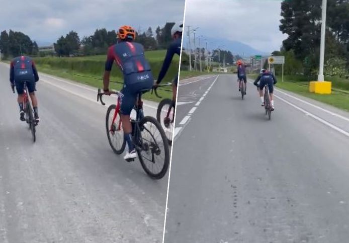 Bernal reed zijn trainingsmakkers er evan af.