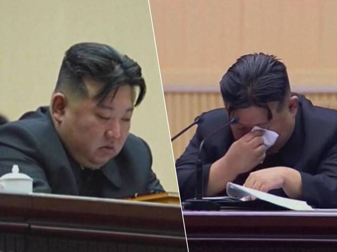 KIJK. Emotionele Kim Jong-un pinkt traantje weg tijdens conferentie over dalend geboortecijfer in Noord-Korea