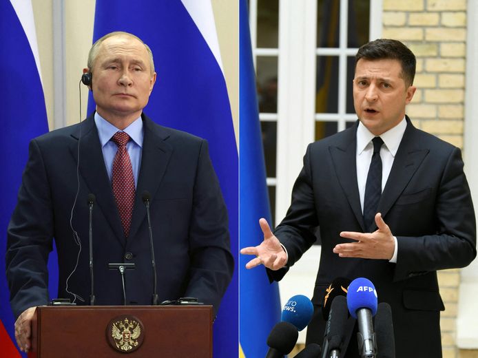Le président russe Vladimir Poutine et son homologue ukrainien Volodymyr Zelensky