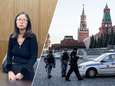 Amerikaanse opgepakt die kalf uitliet op Rode Plein in Moskou