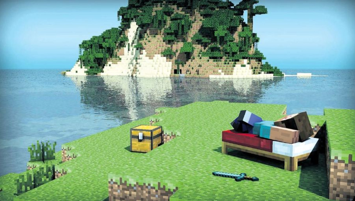 Minecraft is een computerspel waarbij gebouwd wordt met kubusvormige materialen; een soort Lego op beeldscherm. Beeld Colourbox