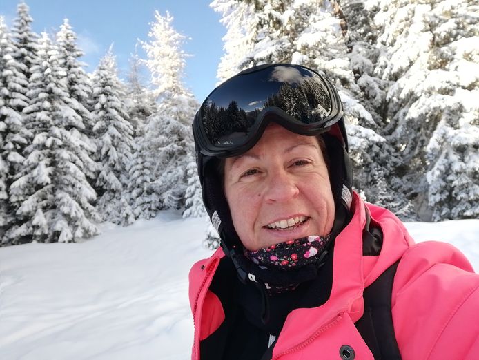 Edith Broekhuis op de skipiste.