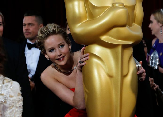 Jennifer Lawrence tijdens de Oscars van 2014.
