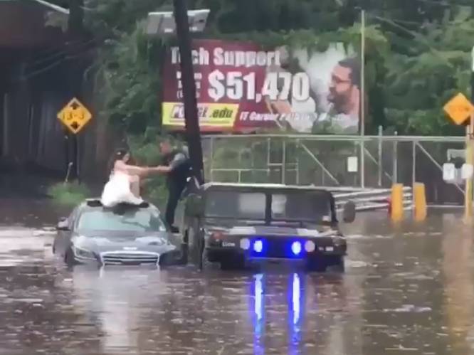 VIDEO. Agent redt bruid uit overstroming in VS