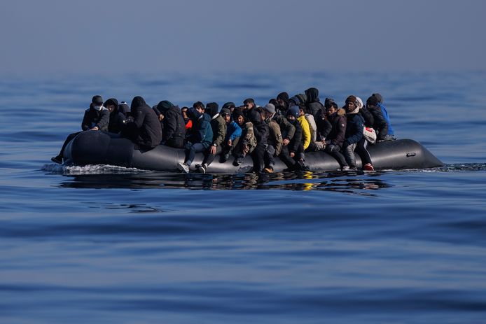 Vluchtelingen op weg naar Engeland.