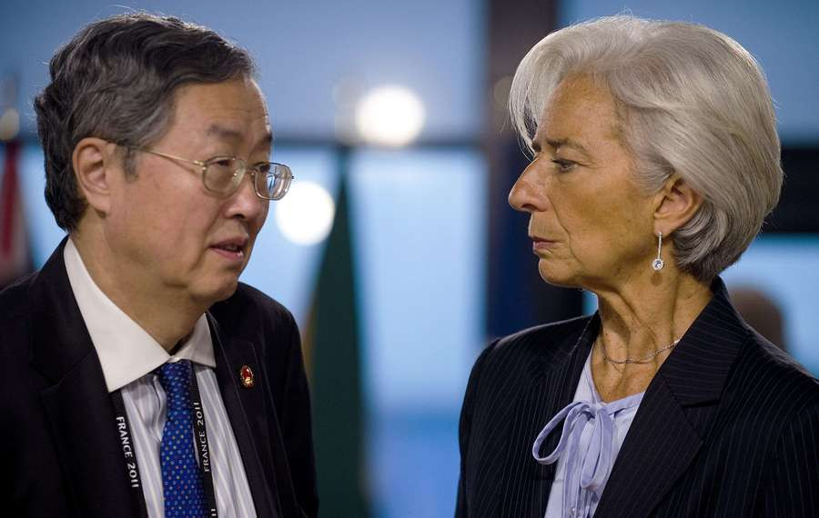 Le gouverneur de la Banque de Chine Zhou Xiaochuan et la directrice générale du FMI Christine Lagarde