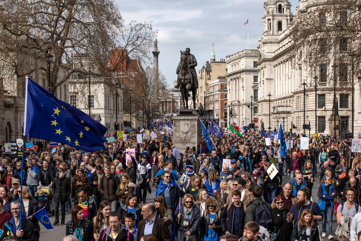 Anti-Brexit demonstraten in Londen. Beeld Getty Images