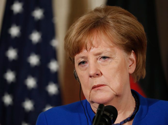 De Duitse kanselier Angela Merkel is op dit moment in Washington.