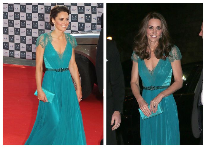 Kate Middleton in 2012 (links) en 2018 (rechts).