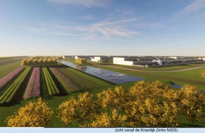 Zo zou het datacenter er uit gaan zien. De vijf hallen worden 20 meter hoog en 500 meter lang.