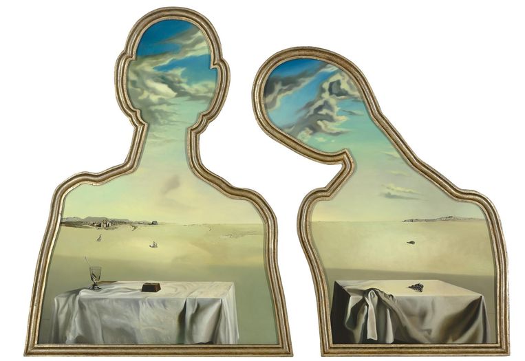 Salvador Dalí, Couple aux têtes pleines de nuages (Paar met het hoofd vol wolken). Beeld Museum Boijmans van Beuningen