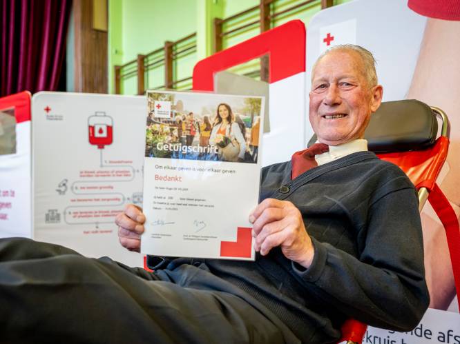 Straffe prestatie voor Hugo De Velder met 200 keer bloed geven: “Nog drie jaar om recordhouder te worden”