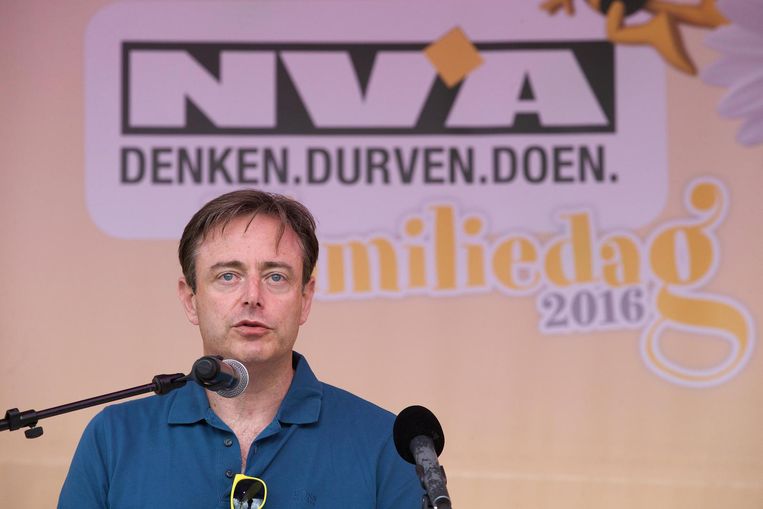 N-VA-voorzitter Bart De Wever tijdens de familiedag van zijn partij eerder deze maand. Beeld belga