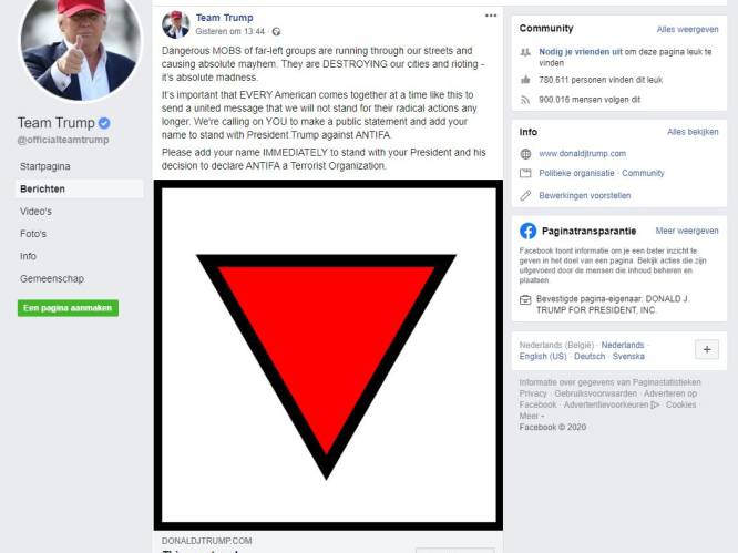 Facebook verwijdert advertentie tegen Antifa waarin Trump nazisymbool voor politieke gevangenen gebruikt