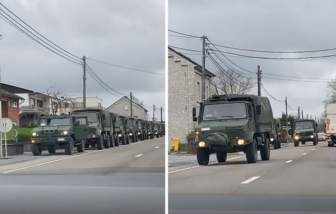 Filmpje met colonne legervoertuigen in ons land blijkt fake news.