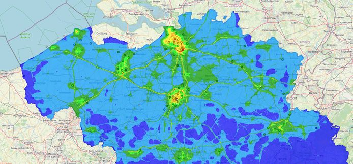 De stikstofconcentratie in Vlaanderen.
