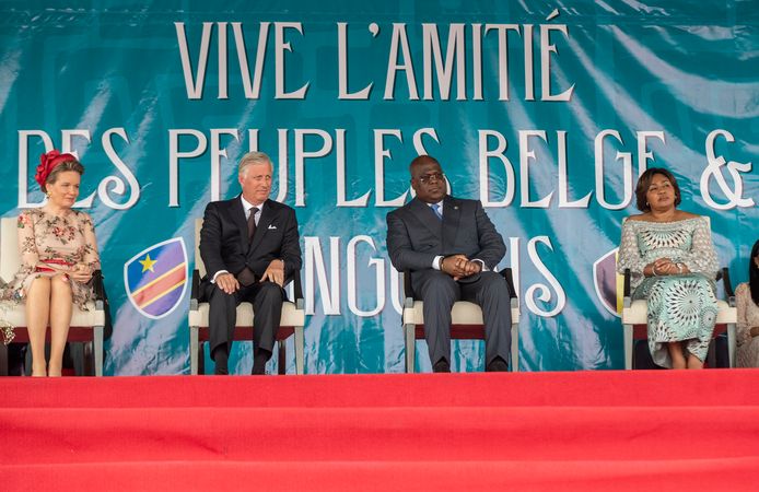 Koningin Mathilde en koning Filip, Congolees president Felix Tshisekedi en first lady Denise Nyakeru