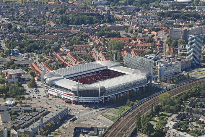 Het Philips Stadion vanuit de lucht, eind 2018.
