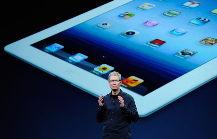 Apple CEO Tim Cook. Het techbedrijf lanceert vandaag een nieuwe ipad.