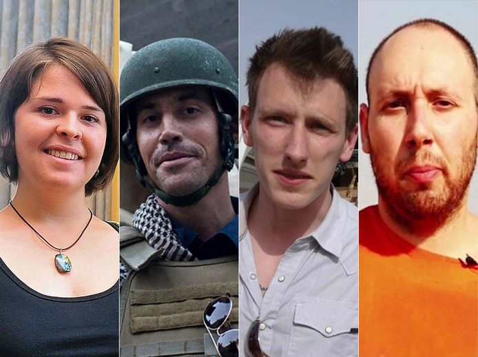 Vier van de slachtoffers van de terroristengroep waren Amerikanen. Van links naar rechts: Kayla Mueller, James Foley, Peter Kassig en Steven Sotloff.