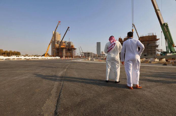 The Jeddah Street Circuit under construction.