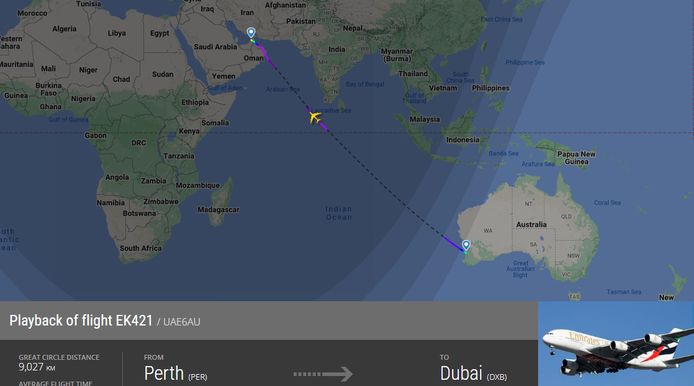 Flight EK421 from Perth to Dubai experienced severe turbulence on its way.