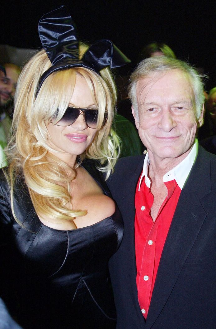 Met Pamela Anderson op het feestje in New York voor het 50-jarige bestaan van Playboy in 2003.