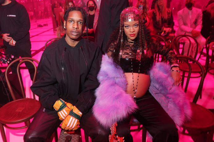 Rihanna et A$AP Rocky au défilé Gucci de la Fashion Week de Milan.