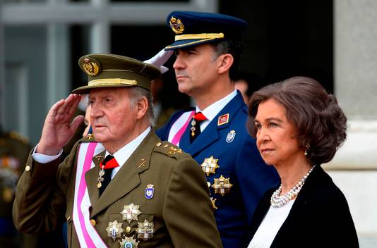 Juan Carlos, son épouse la reine Sofia et leur fils le roi Felipe VI