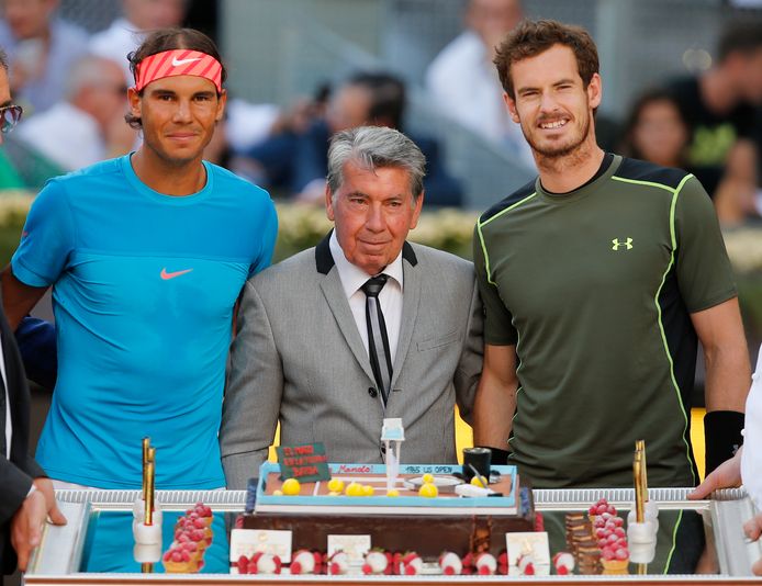 Manolo Santana, tussen Rafael Nadal en Andy Murray.