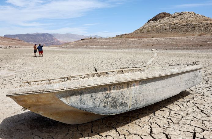 Enorme droogte zorgt voor een krimpende Lake Mead.