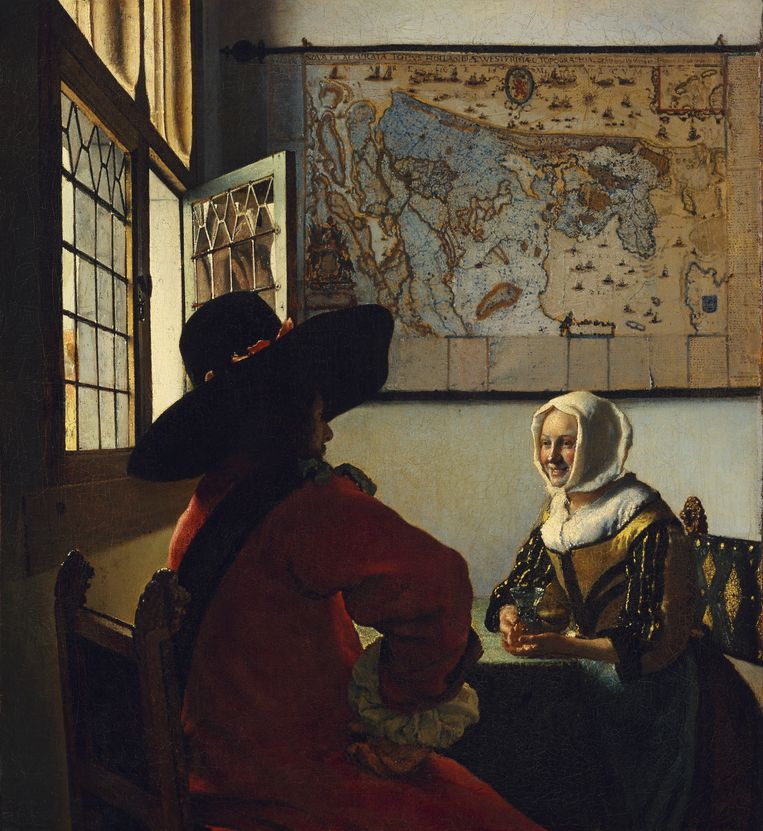 Johannes Vermeer, ‘De soldaat en het lachende meisje’ (ca. 1657-1658). The Frick Collection, New York. Beeld Joseph Coscia Jr