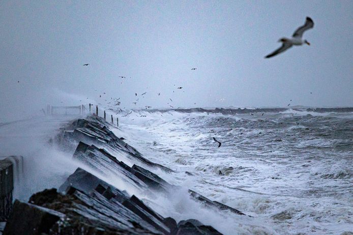 De zee zag er bij storm Corrie zo uit. Vanavond zal het met de harde windstoten van storm Franklin niet heel anders zijn.