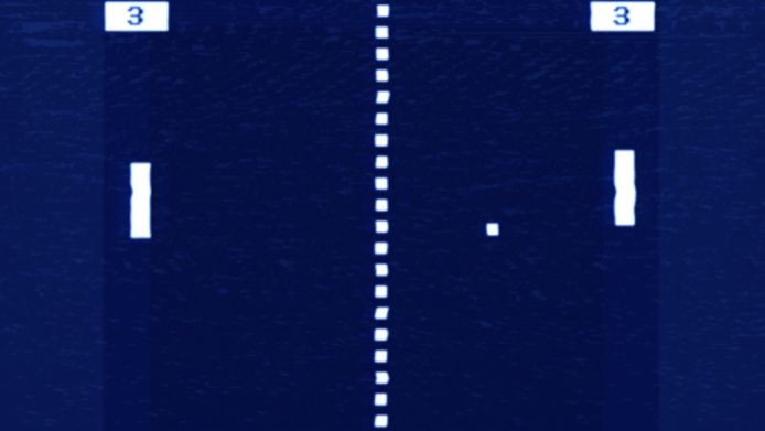 Het videospel Pong werd gekozen voor zijn eenvoud.