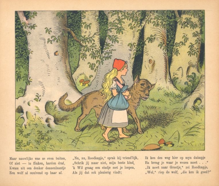 ‘Roodkapje, een sprookje in plaatjes naar L. Meggendorfer.’ (1907) Beeld  