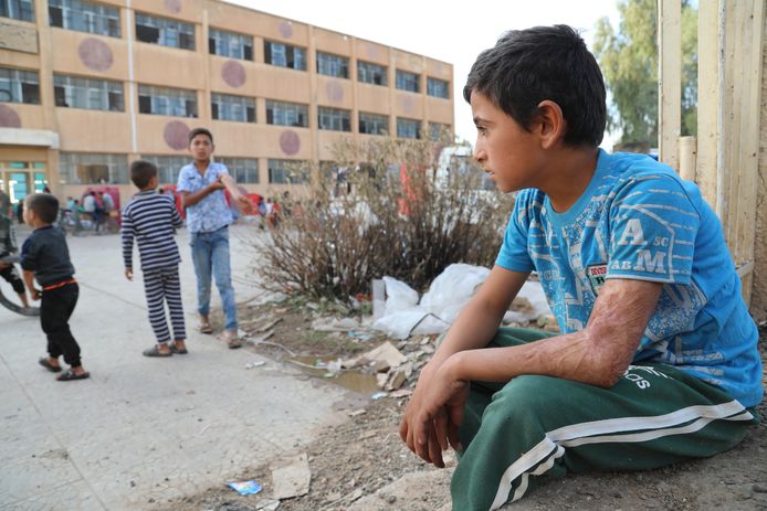 Gevluchte Koerdische kinderen uit de Syrische stad Ras al-Ain.