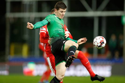 MOUSCRON, BELGIUM - FEBRUARY 22 : Giulian Biancone defender of Cercle Brugge  pictured during the Jupiler Pro League match between Royal Excel Mouscron and Cercle Brugge on 22/02/2020, in Mouscron, Belgium. 
( picture by Jimmy Bolcina / Photo News